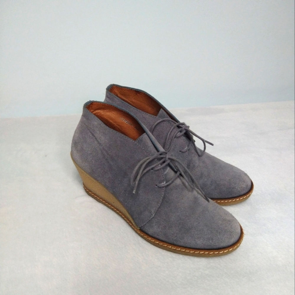 Donald J. Pliner Gray Suede Harmony Wedge Heeled Chukka Booties